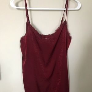 Red slip dress